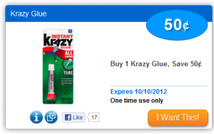 krazy glue coupon 300x188 $0.50/1 Krazy Glue Coupon!