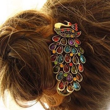 Peacock Hair Clip Peacock Hair Clip Vintage Crystal Peacock Hair Clip $1.60 Shipped!