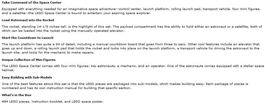 lego space center description lego space center description Lego Space Center $49 shipped (reg $69.99)
