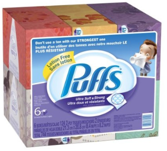 Puffs Puffs Ultra Soft & Strong Tissues   6boxes $8.41shipped (less than a penny/tissue)