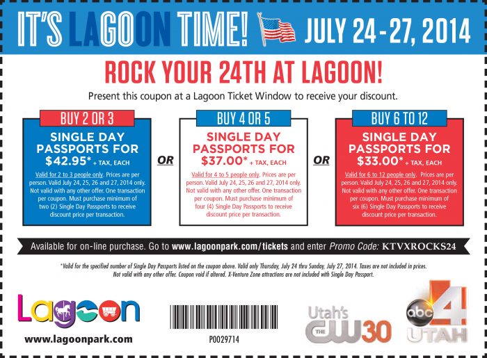 Lagoon Pioneer Day (Weekend) Discount Coupons! Utah Sweet Savings
