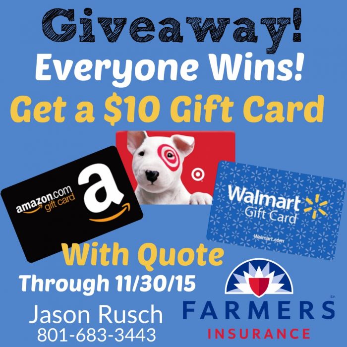 Giveaway: Everyone Wins a $10 Gift Card with Quote! *Utah Only* – Utah