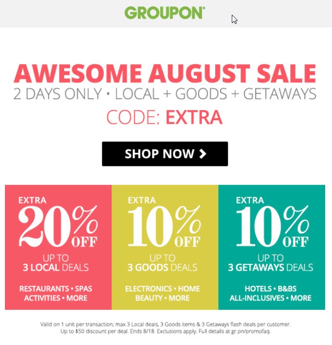 Groupon: Up to 20% Off 3 Deals, 10% Off Goods & Getaways! North Shore ...