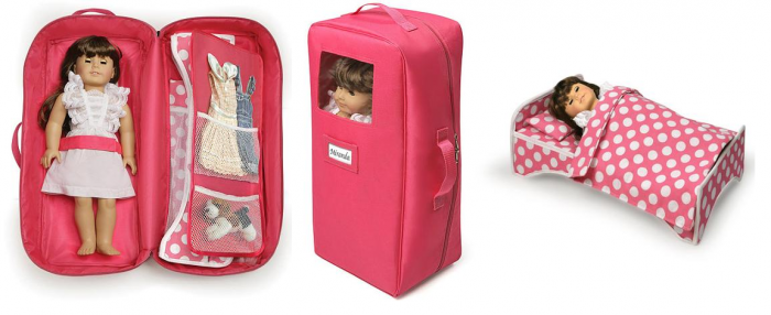 doll travel case with bed