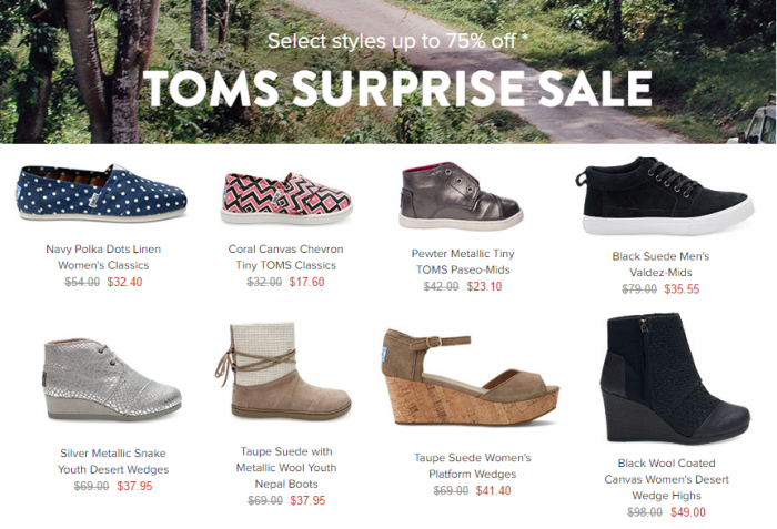 toms surprise sale real