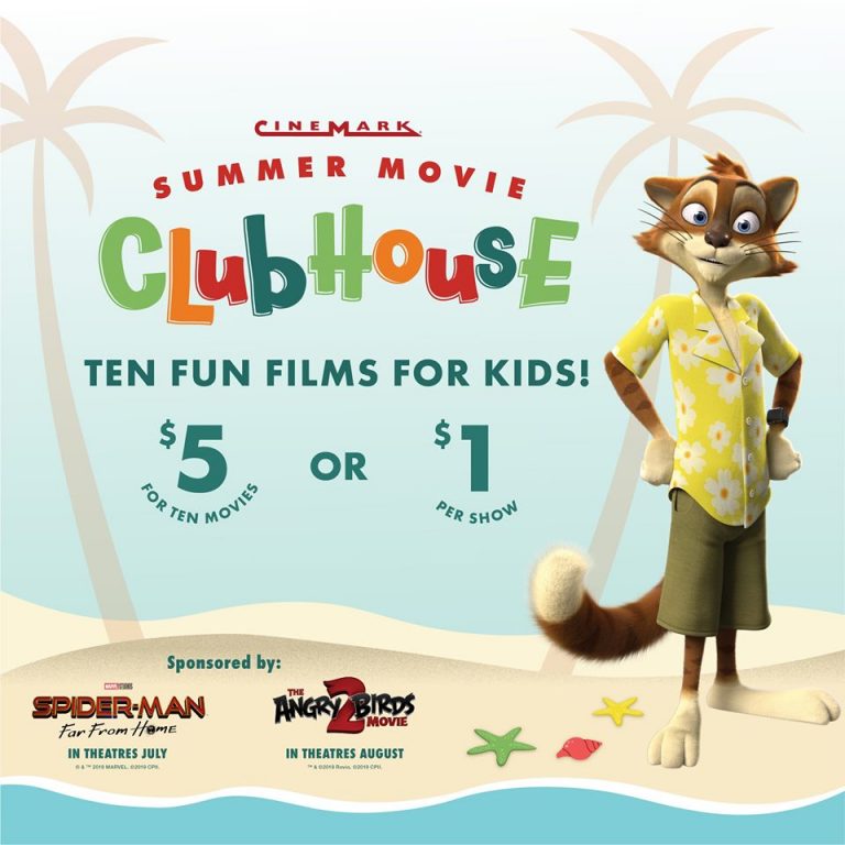 Cinemark Kid’s Summer Movie Clubhouse 10 Movies for 5 or 1 Per Show
