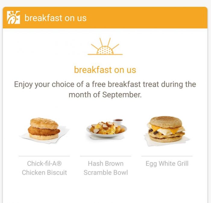 ChickfilA Free Breakfast Item on App! Utah Sweet Savings