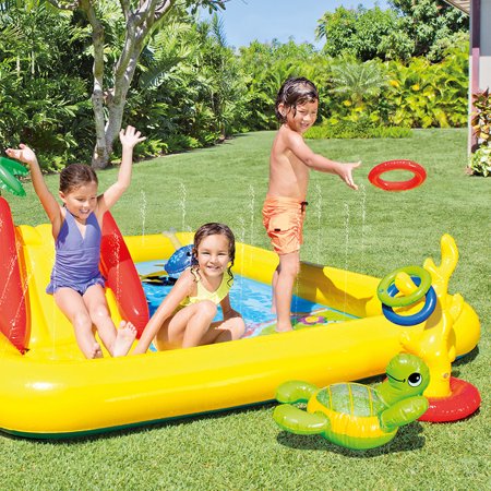 intex inflatable water slide with sprayer