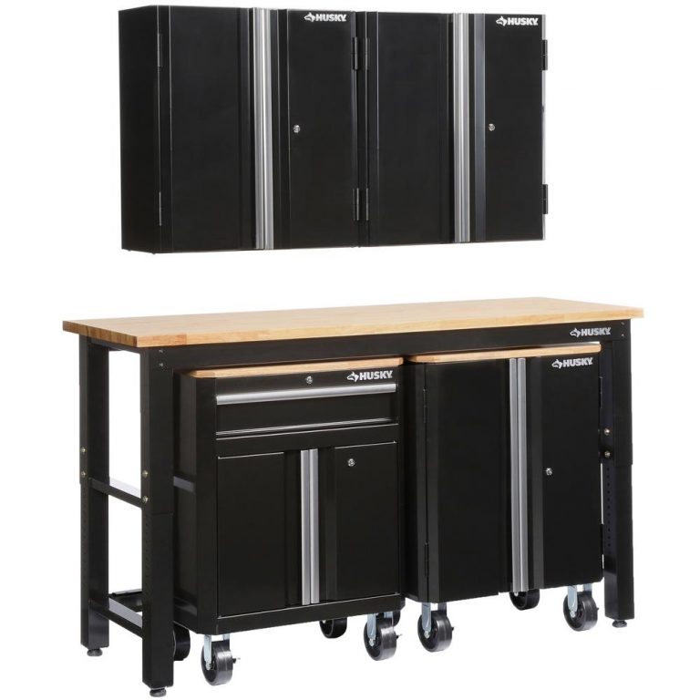 Husky 5-Piece Steel Garage Cabinet Set in Black $653.25 (reg $1,005.00 ...