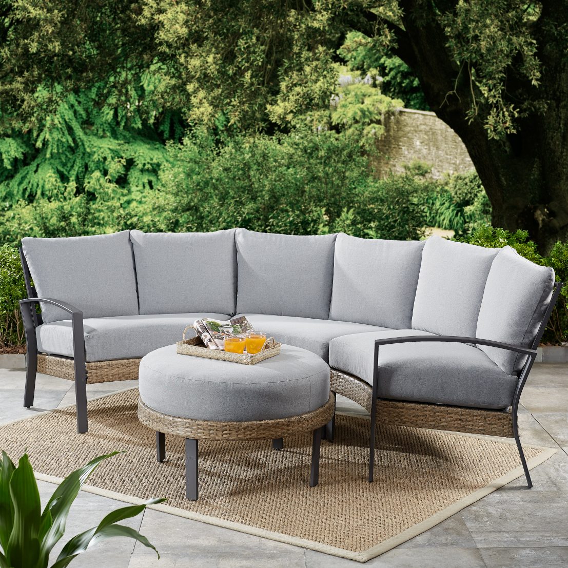 Mainstays Millbrae Grove 4 Piece Half Round Patio Sectional Set With Ottoman For 258 86 Shipped Reg 599 Utah Sweet Savings